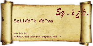 Szilák Éva névjegykártya